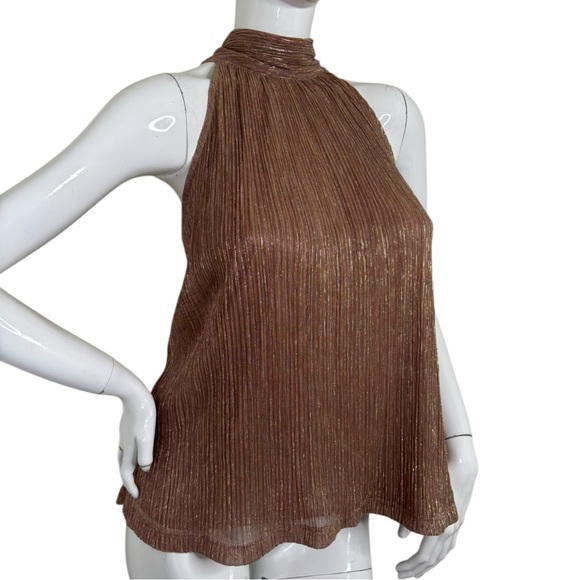 NWT Metallic sparkly holiday party Elegant Brown pink gold bold sexy Halter XL - Picture 6 of 15